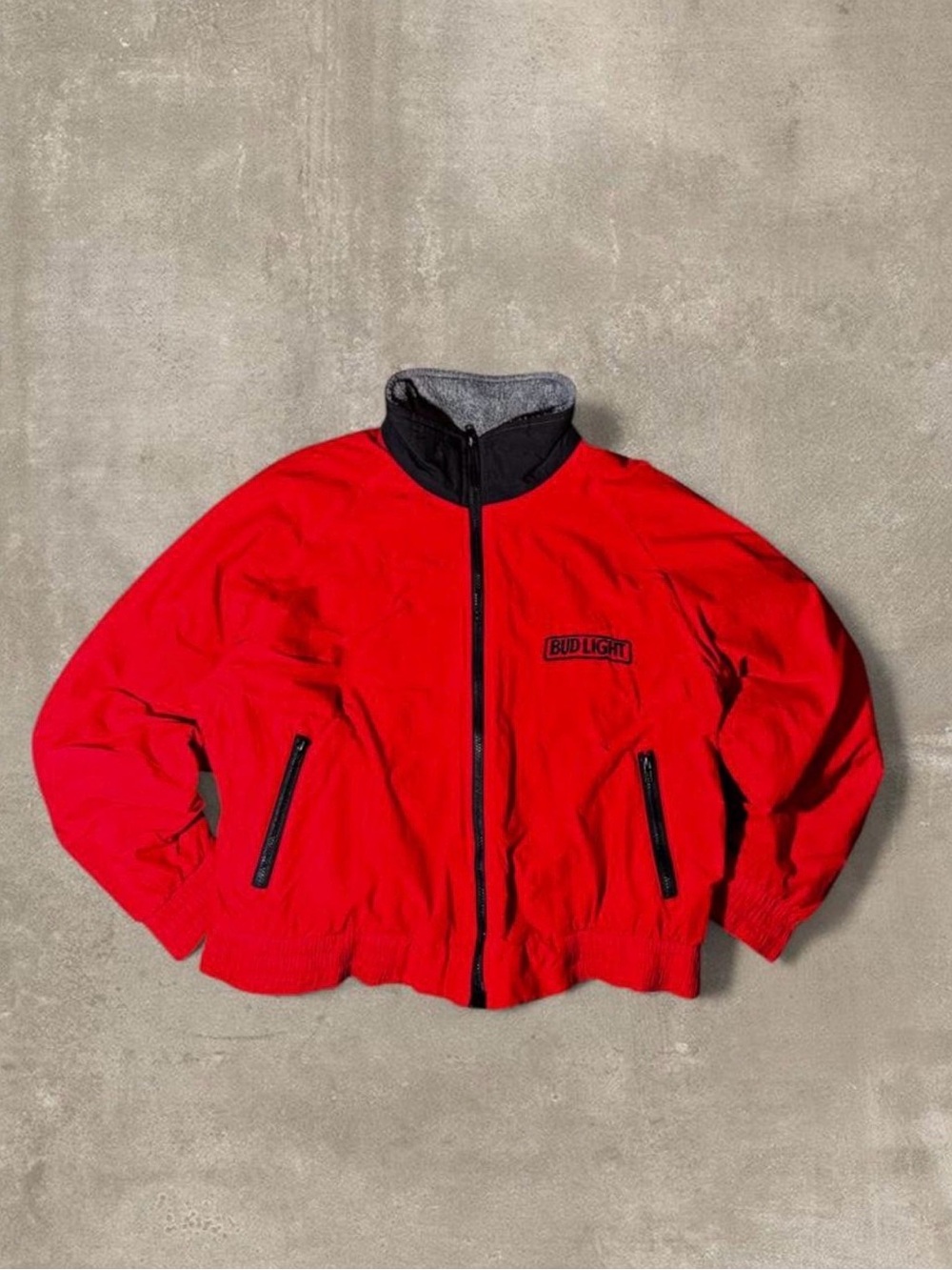 Red Zip-Front Windbreaker Jacket for Men